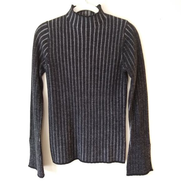Wilfred 100% Merino Wool Mock Neck Sweater Top Womens M Gray Contemporary *Holes - Picture 1 of 12